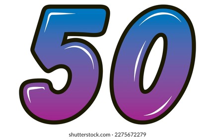 Retro Style Number Fifty Vector Illustration. Number 50 Isolated On A White Background
