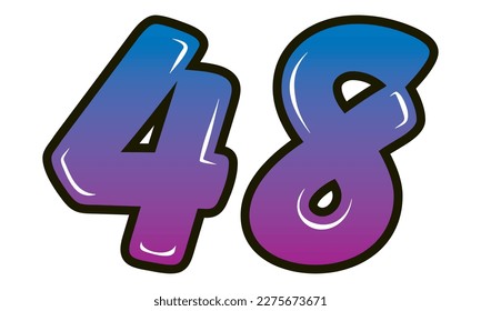 Retro Style Number Forty Eight Vector Illustration. Number 48 Isolated On A White Background
