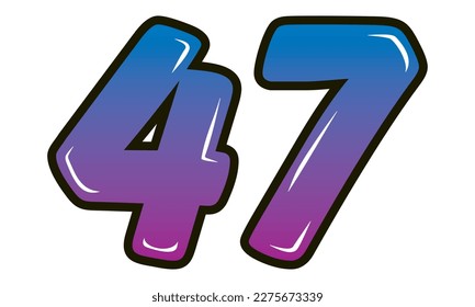 Retro Style Number Forty Seven Vector Illustration. Number 47 Isolated On A White Background

