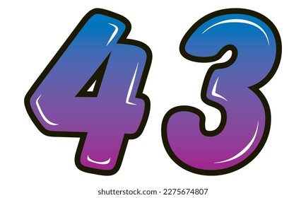 Retro Style Number Forty Three Vector Illustration. Number 43 Isolated On A White Background
