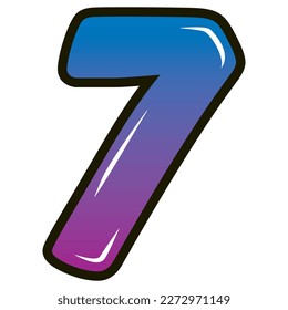Retro Style Number Seven Vector Illustration. Number 7 Isolated On A White Background
