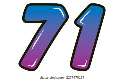 Estilo Retro Número Setenta Y Un Vector Ilustración. Número 71 Aislado En Un Fondo Blanco
