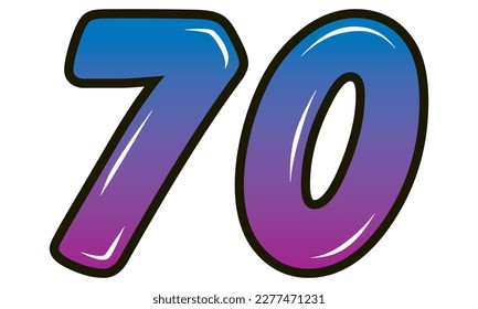 Retro Style Number Seventy Vector Illustration. Number 70 Isolated On A White Background
