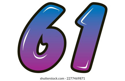 Retro Style Number Sixty One Vector Illustration. Number 61 Isolated On A White Background
