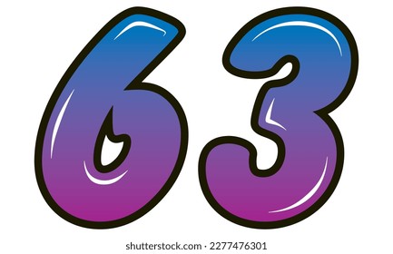Retro Style Number Sixty Three Vector Illustration. Number 63 Isolated On A White Background
