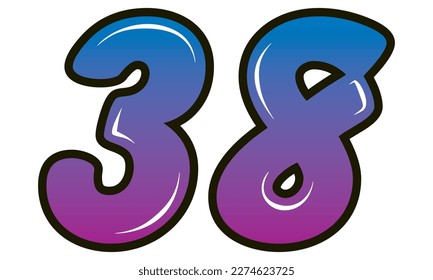 Retro Style Number Thirty Eight Vector Illustration. Number 38 Isolated On A White Background
