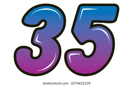 Retro Style Number Thirty Five Vector Illustration. Number 35 Isolated On A White Background
