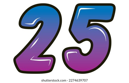 Retro Style Number Twenty Five Vector Illustration. Number 25 Isolated On A White Background
