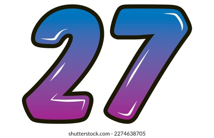 Retro Style Number Twenty Seven Vector Illustration. Number 27 Isolated On A White Background
