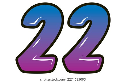 Retro Style Number Twenty Two Vector Illustration. Number 22 Isolated On A White Background
