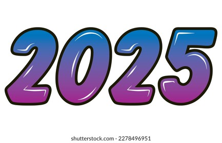 Retro Style Number Two Thousand Twenty-Five Vector Illustration. Number 2025 Isolated On A White Background
