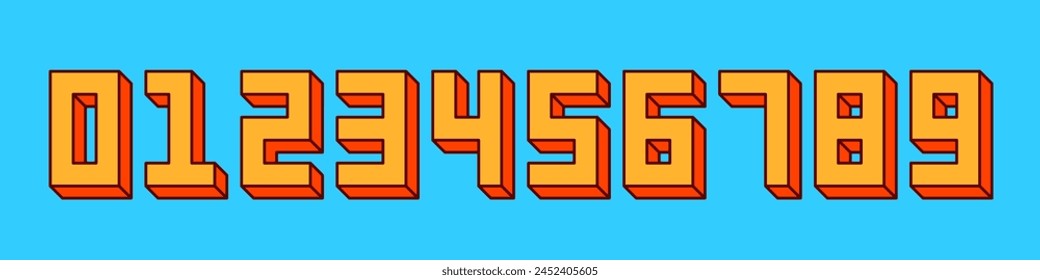 Retro style numbers collection. 1 to 0 set of geometric figures