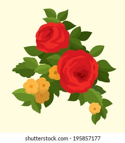 Retro style old fashioned vintage bouquet of flowers vector illustration