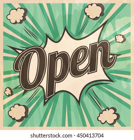 Retro style Open Background. Boom comic book explosion, beautiful vintage abstract template with text