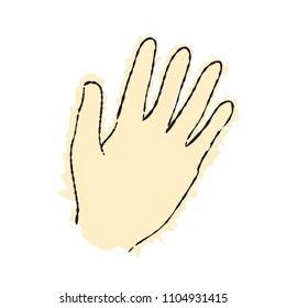 Retro style open waving hand illustration in color with a messy paint brush effect vector design