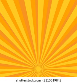retro style orange and yellow sunburst background, vector illustration