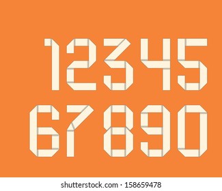 retro style origami digits 