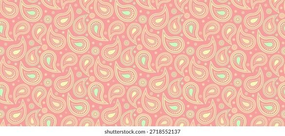 Pintura de estilo retro por boteh textil. Remolino que se repite en el diseño plano victoriano. Festival de adornos para salir a la superficie sin esfuerzo. Tejido indio sin fin.