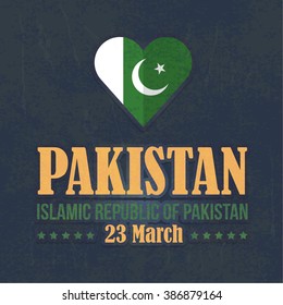 Retro Style Pakistan National Day 23 March Celebration Card, Web Banner, Background, Badges Vector Design