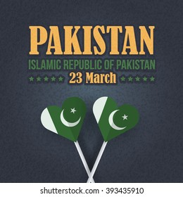 Retro Style Pakistan National Day 23 March Celebration Card, Web Banner, Background, Badges Vector Design