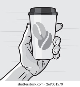 Retro Style - Paper Coffee Cup in Hand