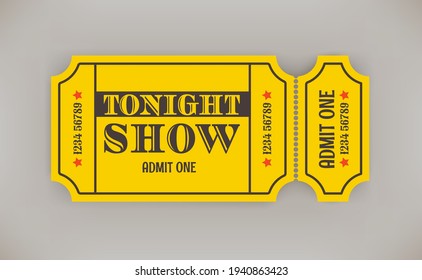 Retro Style Paper Tonight Show Ticket With Shadow