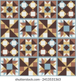 Retro style patchwork seamless pattern. Vector illustration.