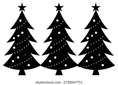 retro style pattern of classic christmas trees