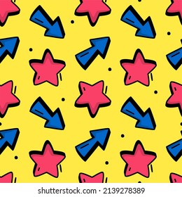 Retro-Muster Sterne auf gelbem Hintergrund Einkaufskonzept Vektor 