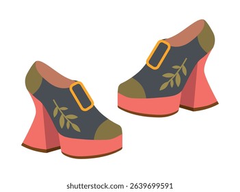 Retro Style Platform Shoes Isolated Vector Illustration. Perfect for fashion related designs and vintage style projects.