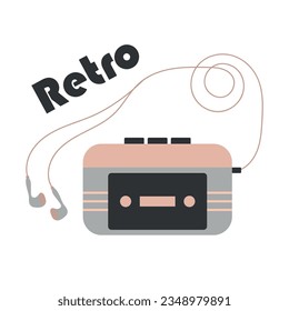 Retro style player isolated on a white background with retro inscription