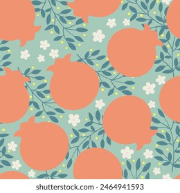 Retro style pomegranates repeating pattern