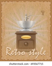 retro style poster old coffee mill stock vector illustration