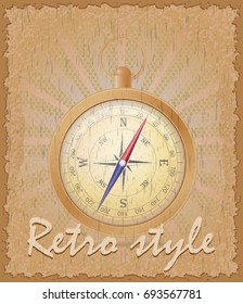 retro style poster old compass stock vector illustration