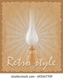 retro style poster old kerosene lamp stock vector illustration