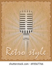 retro style poster old microphone stock vector illustration