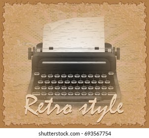 retro style poster old typewriter stock vector illustration