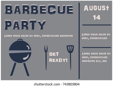 Retro Style Poster on Barbecue Party Event. vector Illustration