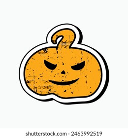 Retro style pumpkin sticker design