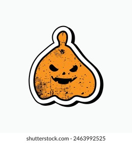 Retro style pumpkin sticker design