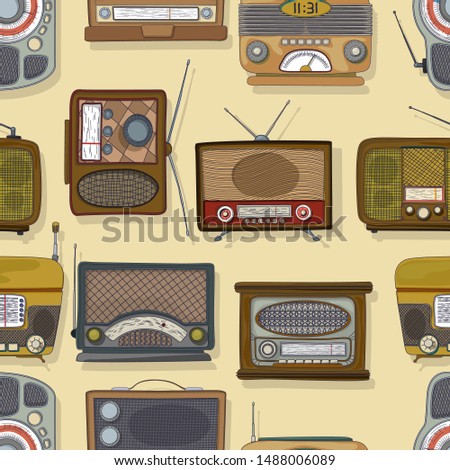 Retro style radio repeating pattern, vector illustration