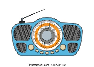Retro style radio vector icon over white bakcground