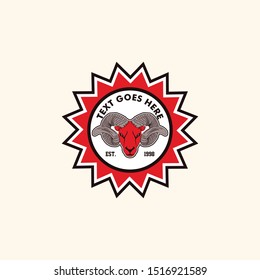 Retro style ram goat patch badge template