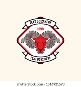 Retro style ram goat patch badge template