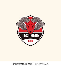 Retro style ram goat patch badge template