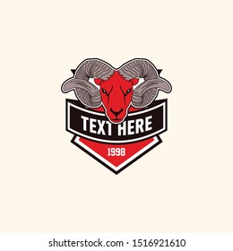 Retro style ram goat patch badge template