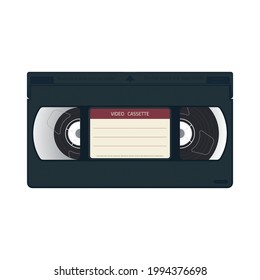 Videocámara retro con etiqueta. Diseño realista de estuches VHS. Película y película de los 90. Cartel y plantilla de cine.