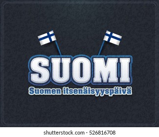 Retro Style Republic of Finland December 6 Independence Day Grunge Background. Vector Elements National Concept Greeting Card, Poster or Web Banner Design - English "Finland, Finnish Independence Day"