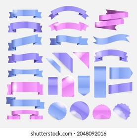 Retro style ribbons, tags and emblems pastel colors