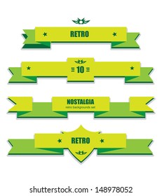 Retro style ribbons vector set on background